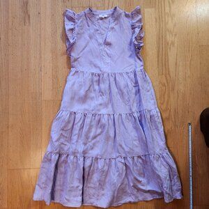 Entro Women's Romantic Ruffle Tiered Midi Dress Soft Lavender Boho Chic